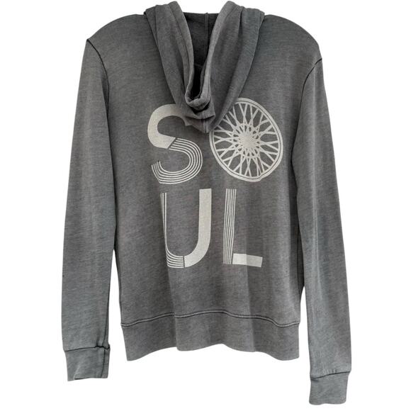 Soulcycle Zip-Up Sweatshirt Lightweight Hoodie Womens Size XS Grey & White - Picture 1 of 8